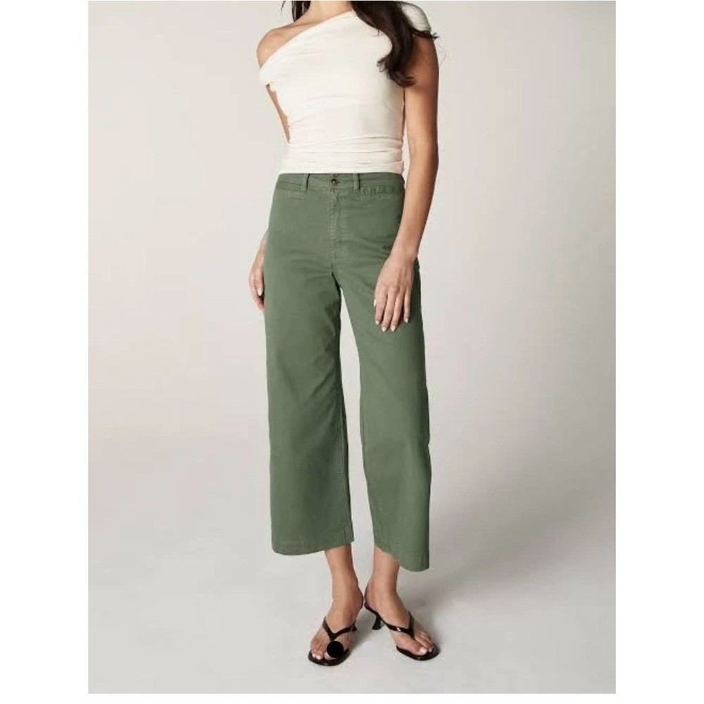 Unpublished Gemma Olive High rise Wide Leg Crop Jeans 27 $115